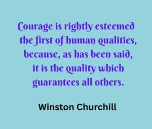 Winston churchill quote in a box: Courage is rightly esteemed the first of human qualities, because, as has been said, it is the quality which guarantees all others.